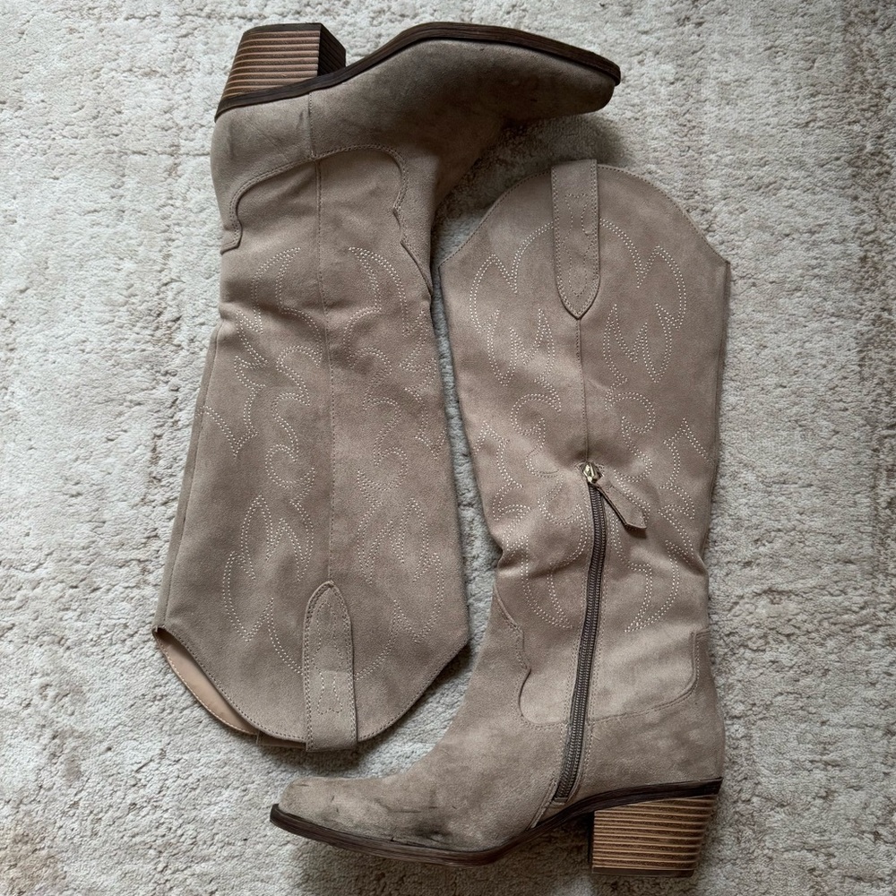 Taupe Suede BP. Cowgirl Boots